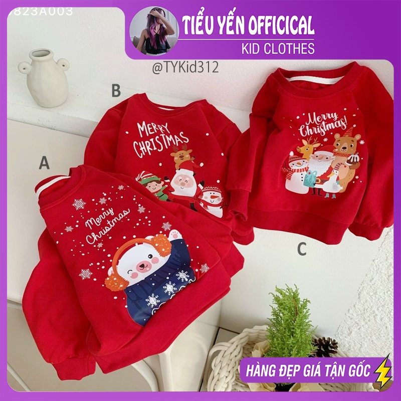 A312-Áo nỉ đỏ Noel cho bé, 3 họa tiết ABC đáng yêu Tiểu Yến KID