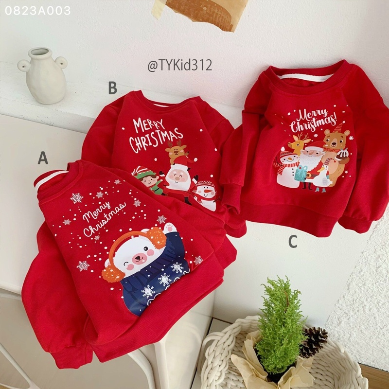 A312-Áo nỉ đỏ Noel cho bé, 3 họa tiết ABC đáng yêu Tiểu Yến KID