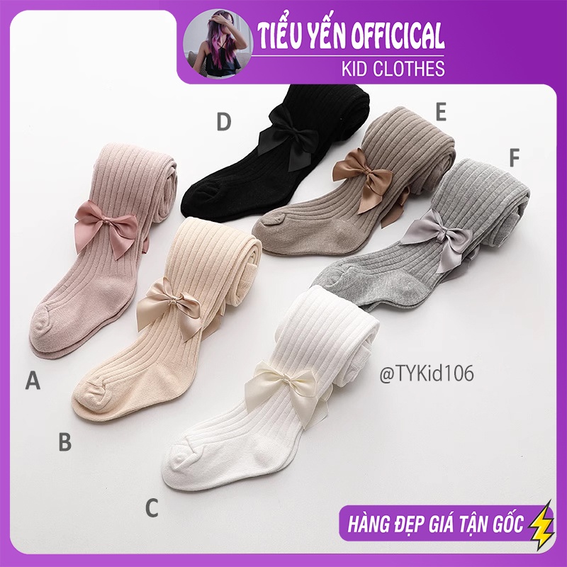 Q106-Quần tất bé gái đính nơ 6 màu Tiểu Yến KID