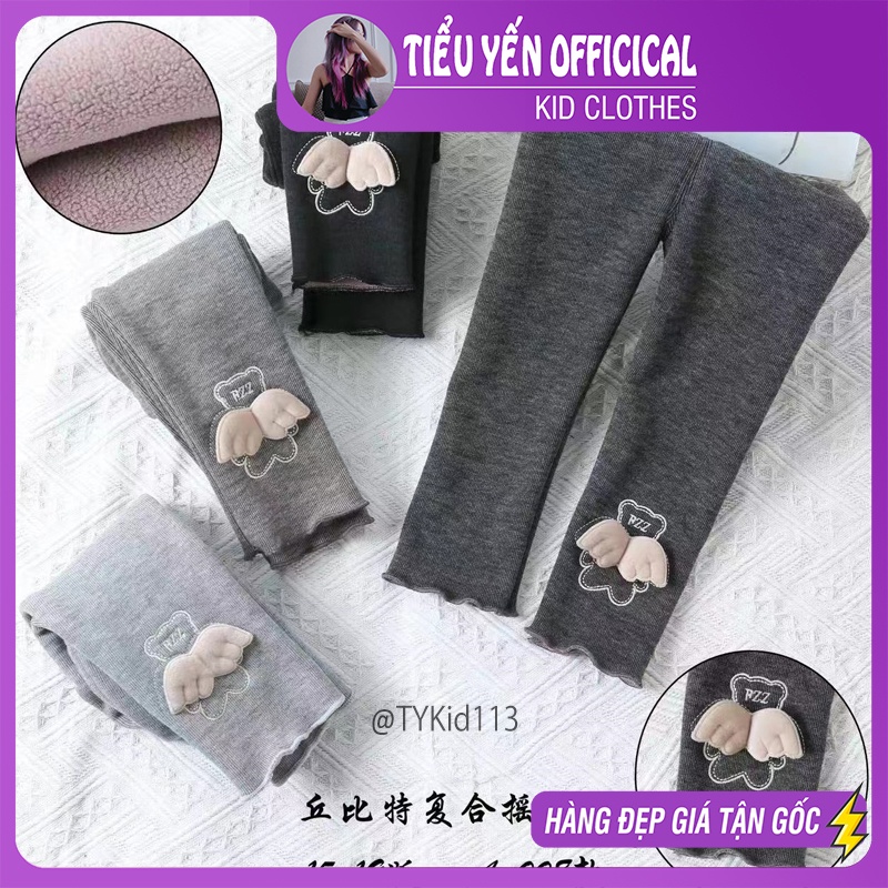 Q113-Quần legging bé gái, chất nỉ lót nỉ dày ấm 2 màu đen và xám đậm Tiểu Yến KID