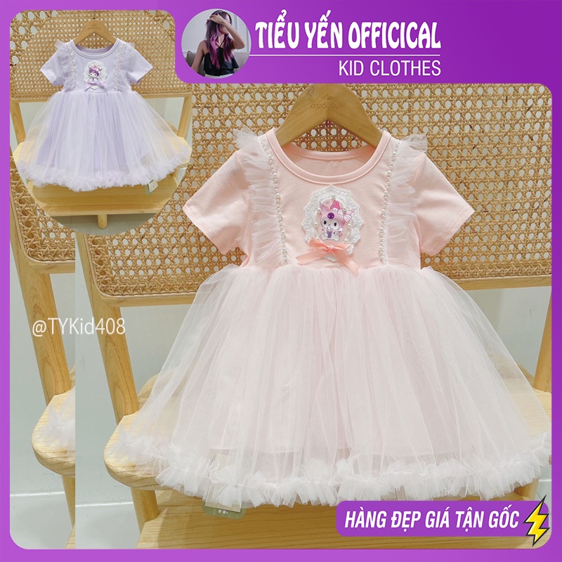 V408-Váy công chúa bé gái, họa tiết kuromi 2 màu voan mềm mại Tiểu Yến KID