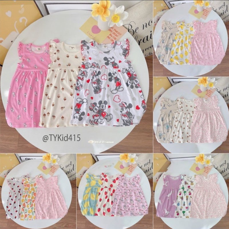 V415-Váy hè bé gái, váy cotton cánh tiên nhiều họa tiết gửi màu ngẫu nhiên Tiểu Yến KID