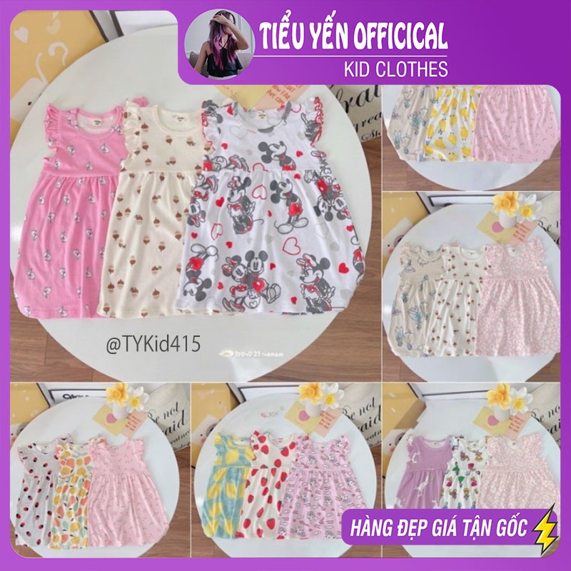 V415-Váy hè bé gái, váy cotton cánh tiên nhiều họa tiết gửi màu ngẫu nhiên Tiểu Yến KID