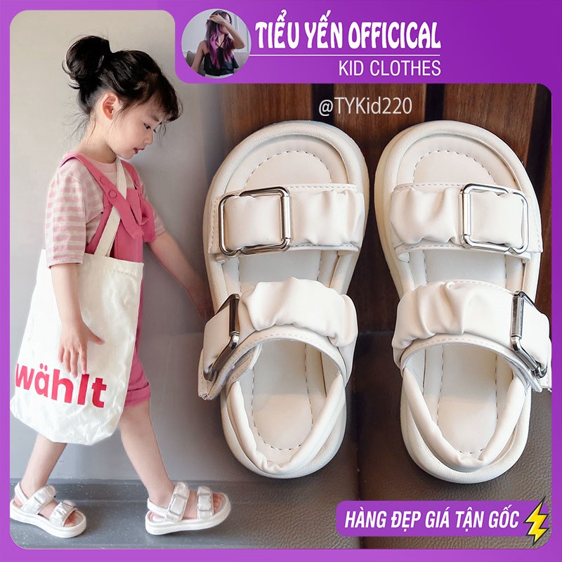 G220-Sandal hè bé gái, sandal kem da mềm êm chân Tiểu Yến KID