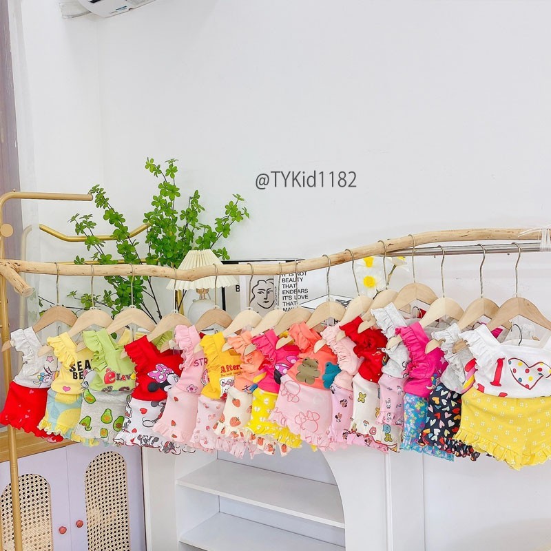 S1182-Quần áo hè bé gái, đồ bộ cotton cánh tiên màu ngẫu nhiên Tiểu Yến KID