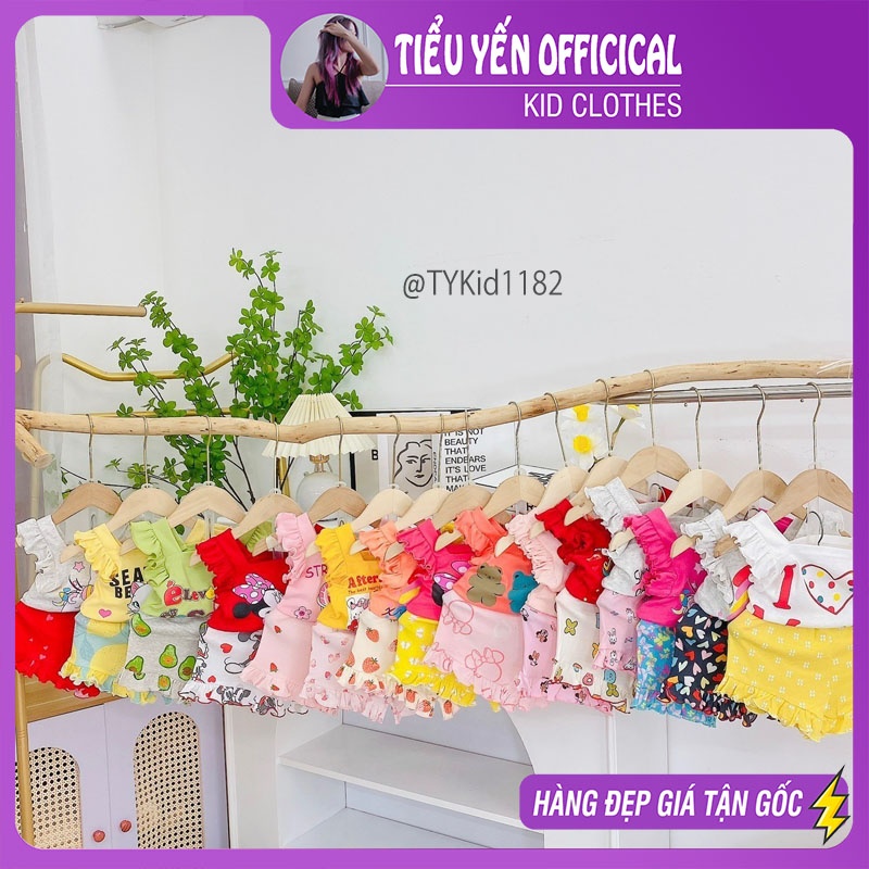 S1182-Quần áo hè bé gái, đồ bộ cotton cánh tiên màu ngẫu nhiên Tiểu Yến KID