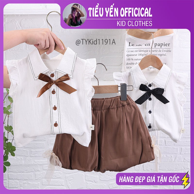 S1191-Quần áo hè bé gái, set quần bí 2 màu vải mềm mát Tiểu Yến KID