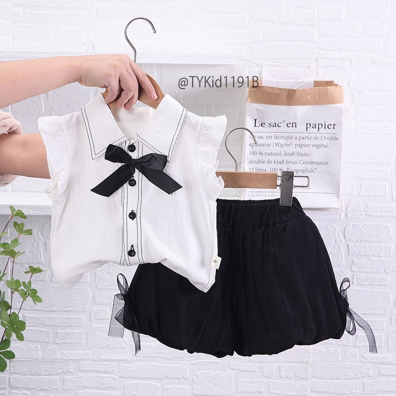 S1191-Quần áo hè bé gái, set quần bí 2 màu vải mềm mát Tiểu Yến KID