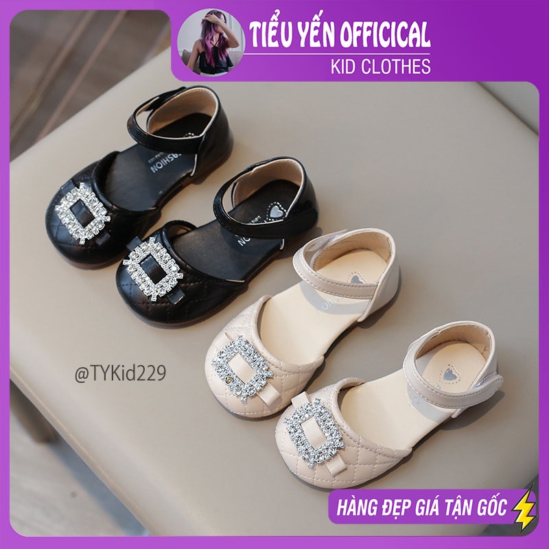 G229-Sandal hè bé gái kiểu dáng công chúa, mũi tròn đính đá lấp lánh Tiểu Yến KID