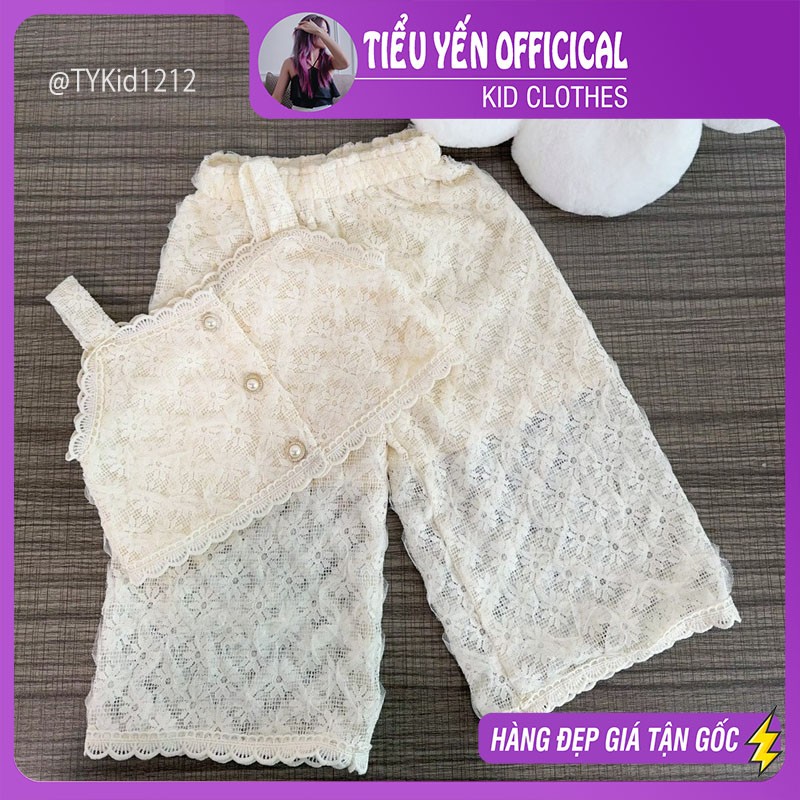 S1212-Quần áo hè bé gái, set ren cao cấp tiểu thư vải ren mềm Tiểu Yến KID