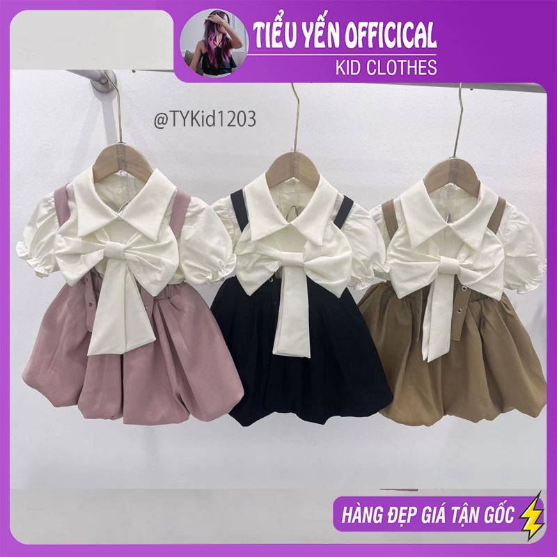 S1203-Quần áo hè bé gái, set yếm cao cấp 2 màu vải mềm đẹp Tiểu Yến KID