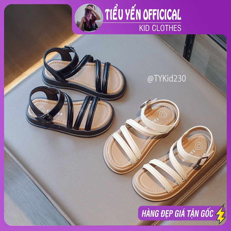 G230-Sandal hè bé gái, sandal da quai ngang 2 màu đi nhẹ êm chân Tiểu Yến KID