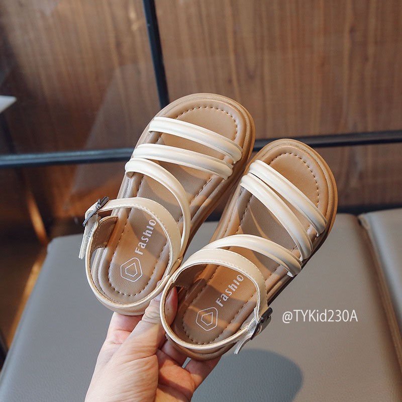 G230-Sandal hè bé gái, sandal da quai ngang 2 màu đi nhẹ êm chân Tiểu Yến KID