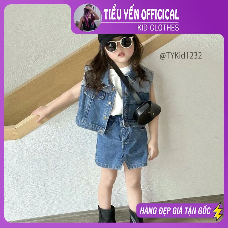 S1232-Quần áo hè bé gái, set jean 3 chi tiết cực chất vải mềm Tiểu Yến KID