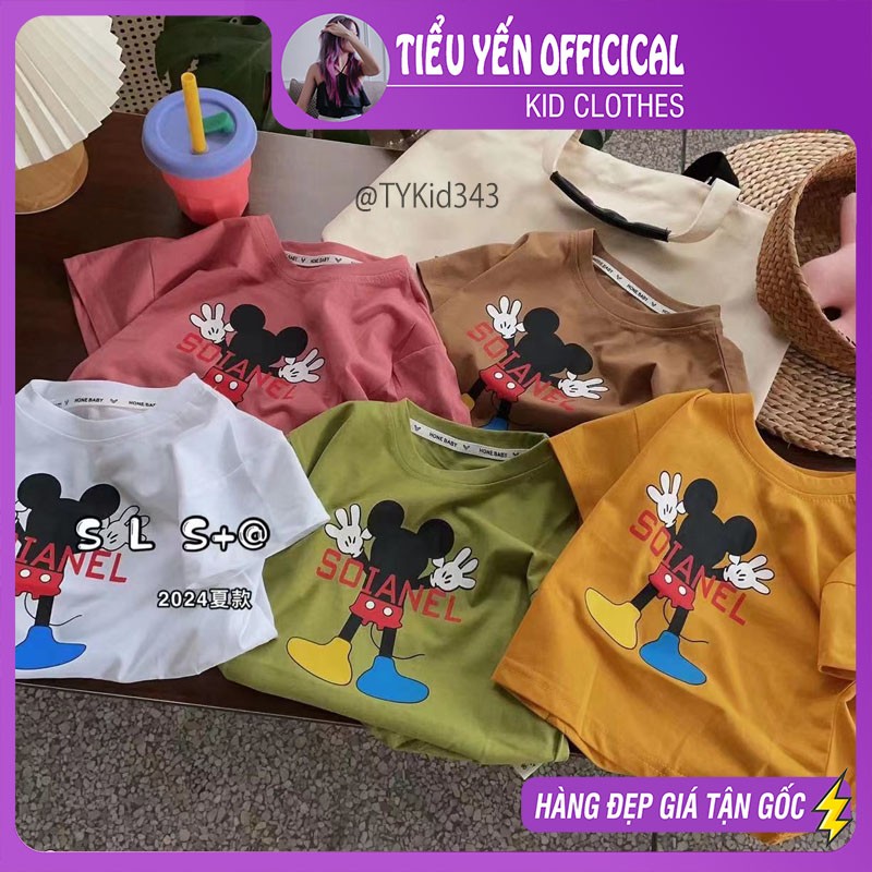 A343-Áo thun hè cho bé, áo thun mickey 5 màu vải mềm mát Tiểu Yến KID