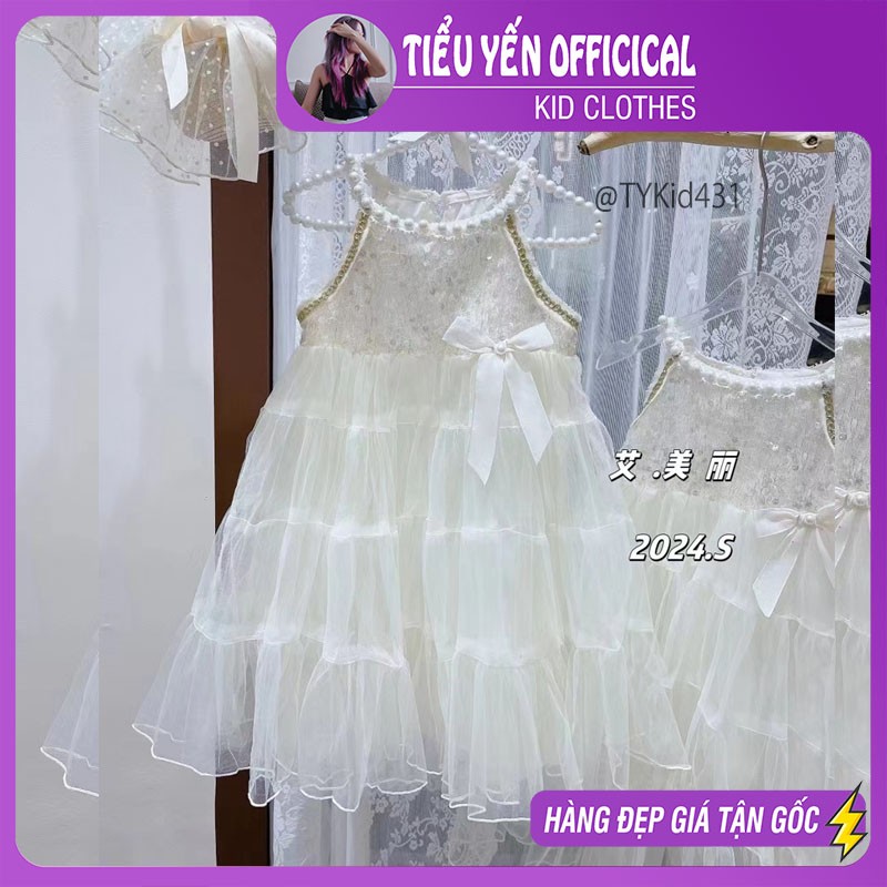 V431-Váy công chúa cao cấp, dáng cổ yếm ngọc, chất voan mềm mại Tiểu Yến KID