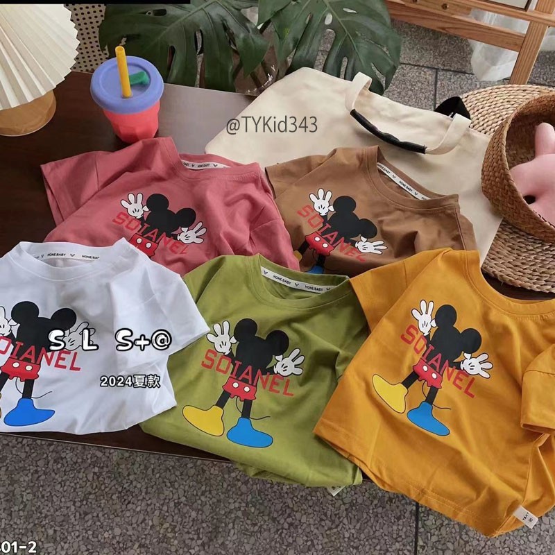 A343-Áo thun hè cho bé, áo thun mickey 5 màu vải mềm mát Tiểu Yến KID