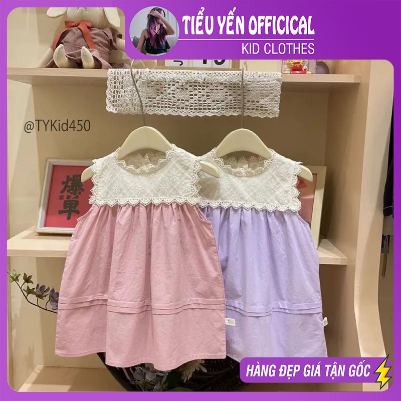 S1310-Quần áo hè bé gái cao cấp, set 2 dây và quần bí hồng Tiểu Yến KID