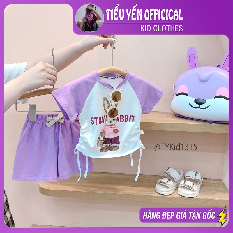 S1315-Quần áo hè bé gái, set thun thỏ tím vải mềm mát Tiểu Yến KID