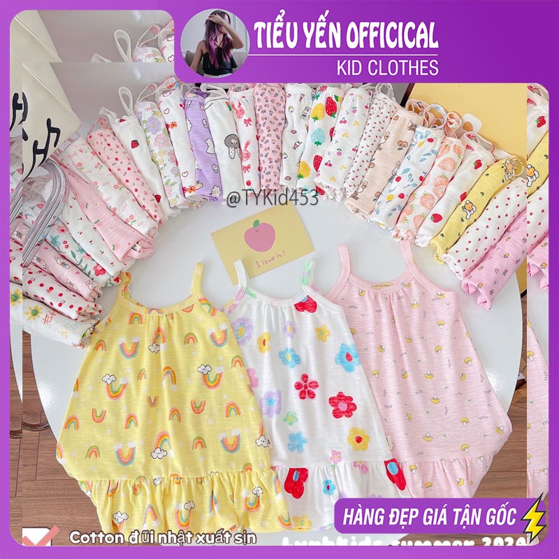 V453-Váy thun hè bé gái, váy 2 dây cotton mềm mát gửi màu ngẫu nhiên Tiểu Yến KID