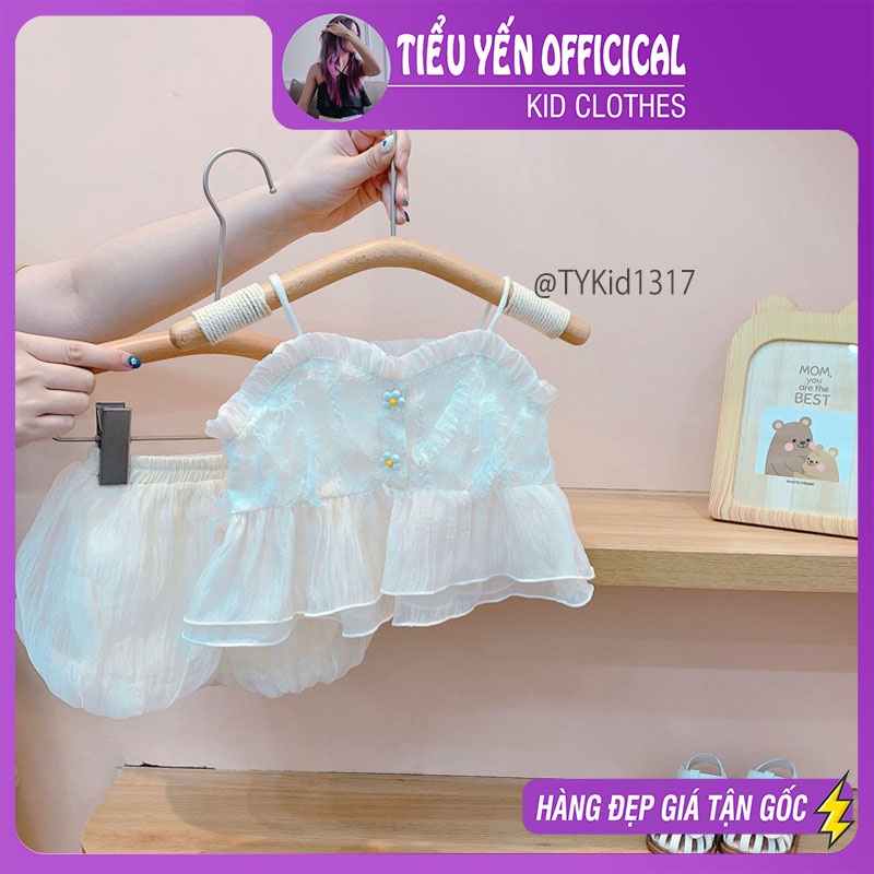 S1317-Quần áo hè bé gái, set 2 dây tơ mềm có lớp lót Tiểu Yến KID