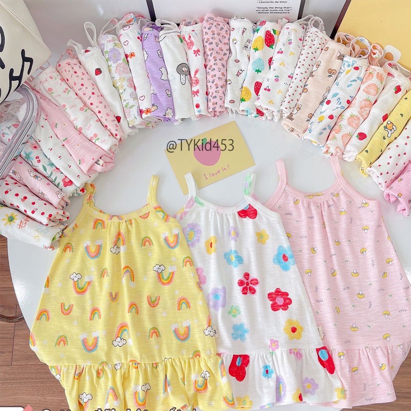 V453-Váy thun hè bé gái, váy 2 dây cotton mềm mát gửi màu ngẫu nhiên Tiểu Yến KID