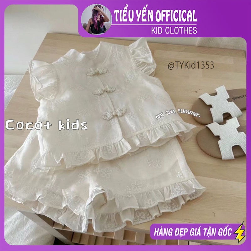 S1353-Quần áo hè cao cấp bé gái, set tơ sườm sám có lớp lót mềm Tiểu Yến KID