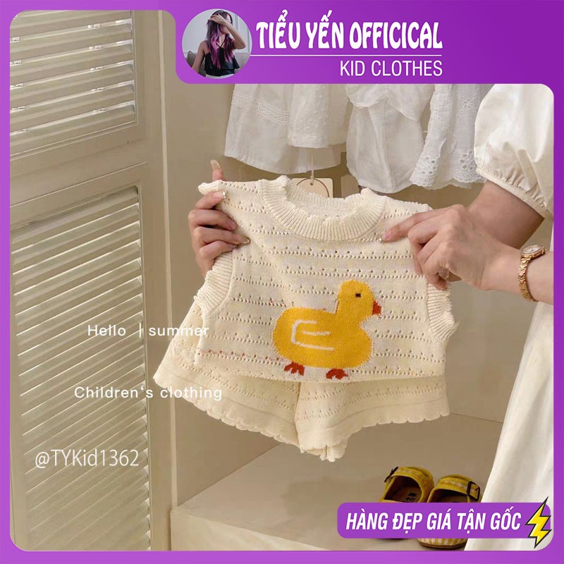 S1362-Quần áo hè bé gái, set len họa tiết vịt đáng yêu Tiểu Yến KID