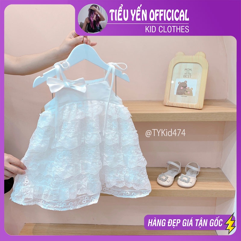 V474-Váy công chúa bé gái dáng 2 dây, chất ren mềm mại Tiểu Yến KID