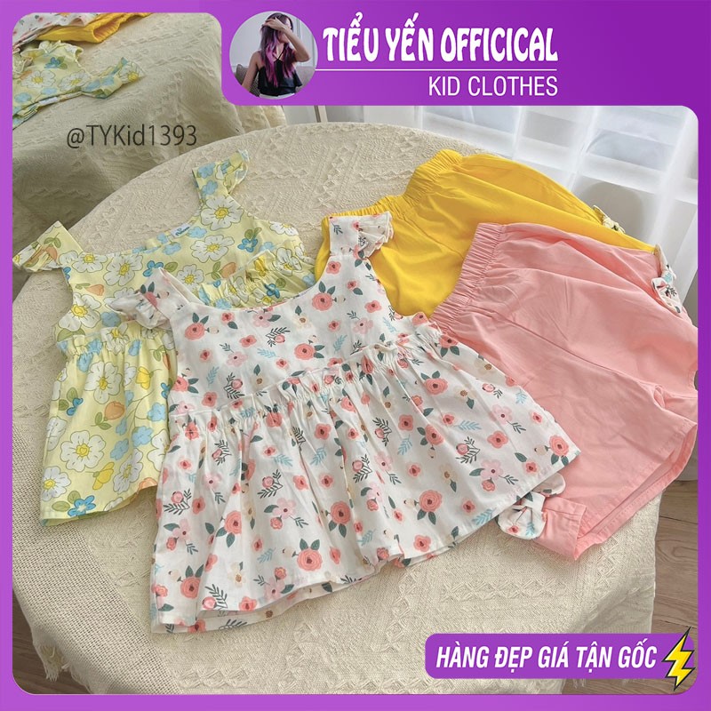 S1393-Quần áo hè bé gái, bộ 2 dây cánh tiên chất thô mềm Tiểu Yến KID