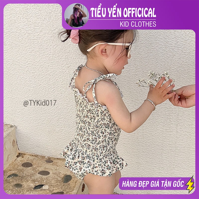 BK017-Đồ bơi bé gái, bikini bé gái liền thân họa tiết hoa nhí Tiểu Yến KID