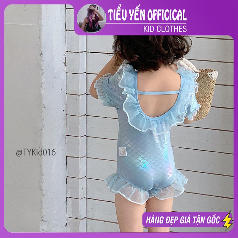 BK016-Đồ bơi bé gái, bikini bé gái tiên cá xanh liền thân Tiểu Yến KID