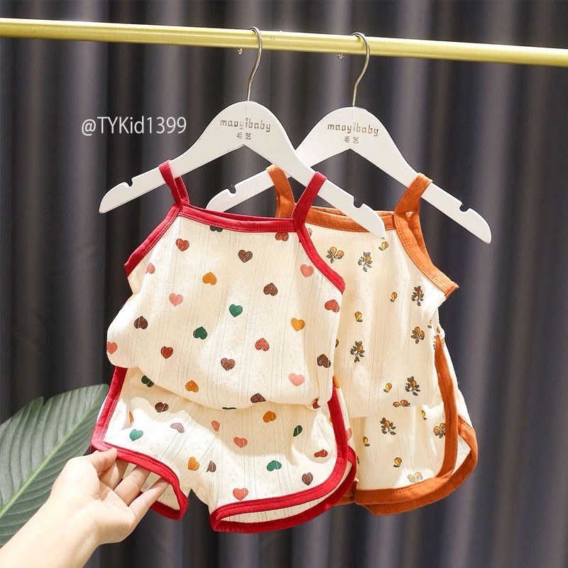 S1399-Quần áo hè bé gái, đồ bộ 2 dây mặc nhà vải mềm mát Tiểu Yến KID