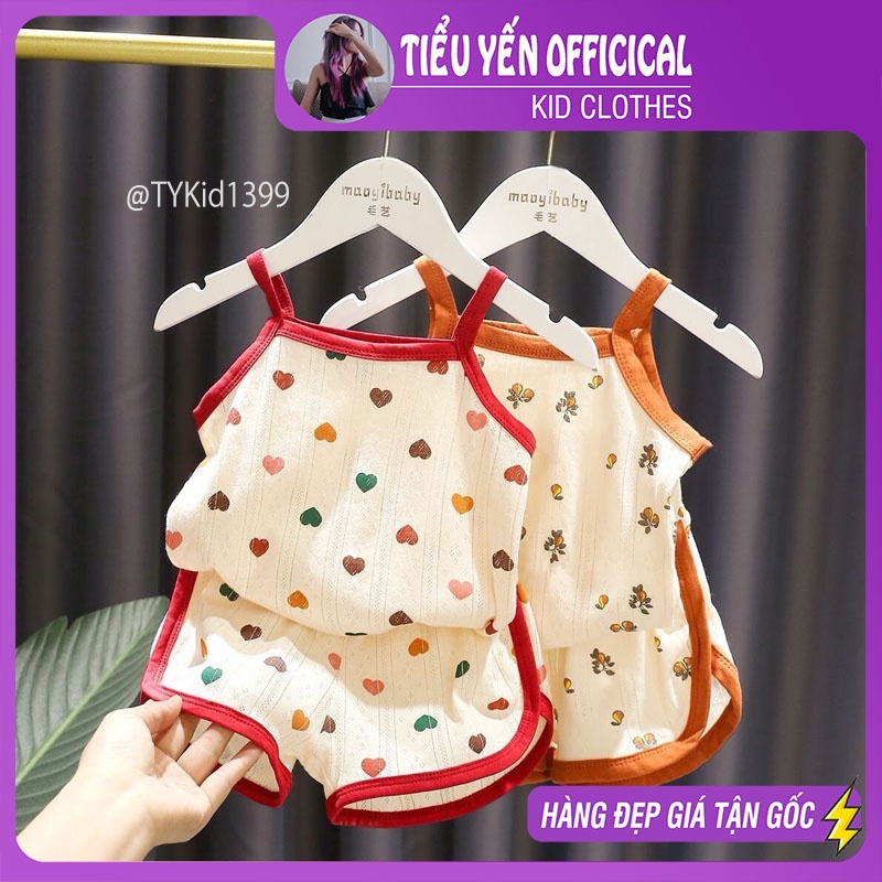 S1399-Quần áo hè bé gái, đồ bộ 2 dây mặc nhà vải mềm mát Tiểu Yến KID