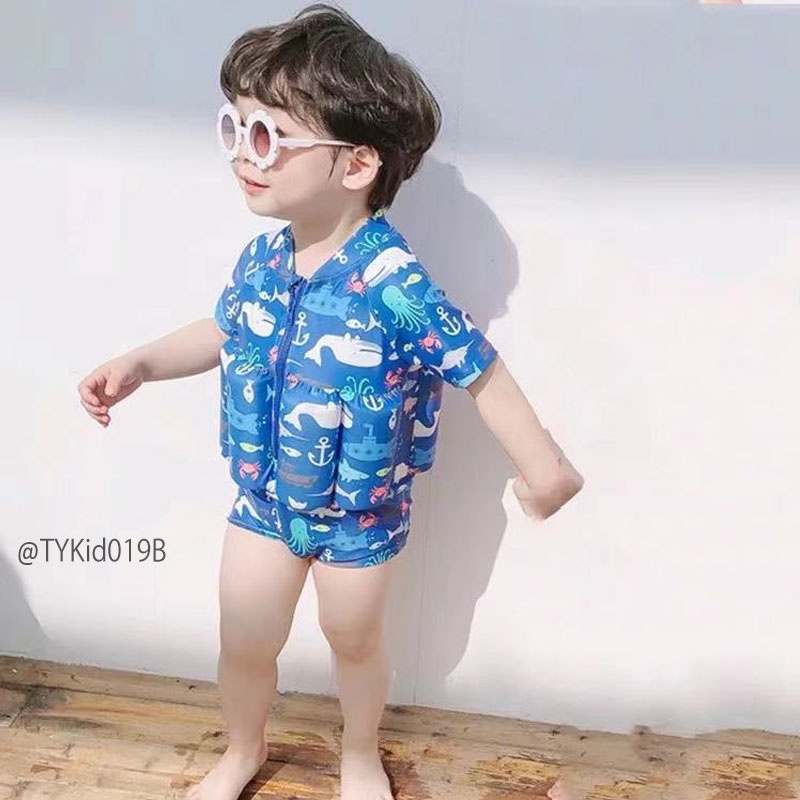 BK019-Đồ bơi cho bé, bộ bơi liền phao 2 màu Tiểu Yến KID