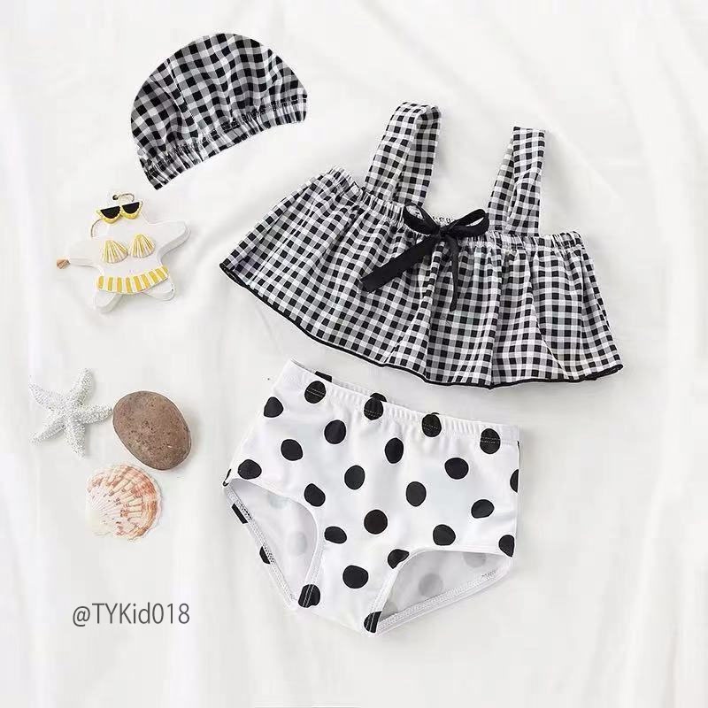 BK018-Bộ bơi bé gái, đồ bơi bikini bé gái kèm mũ Tiểu Yến KID