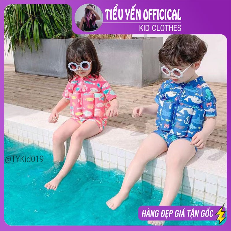 BK019-Đồ bơi cho bé, bộ bơi liền phao 2 màu Tiểu Yến KID