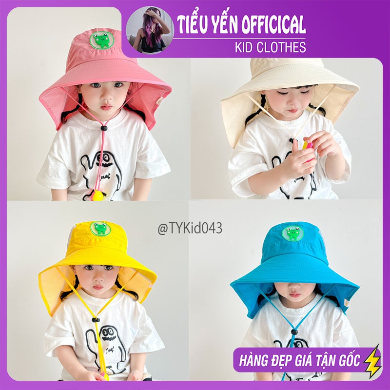 M043-Mũ hè cho bé, mũ vành rộng che nắng 4 màu Tiểu Yến KID