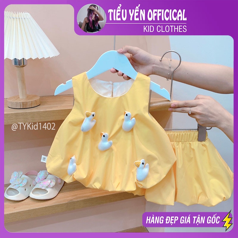 S1402-Quần áo hè bé gái, set thô vịt , thỏ 3D đáng yêu vải mềm mát Tiểu Yến KID