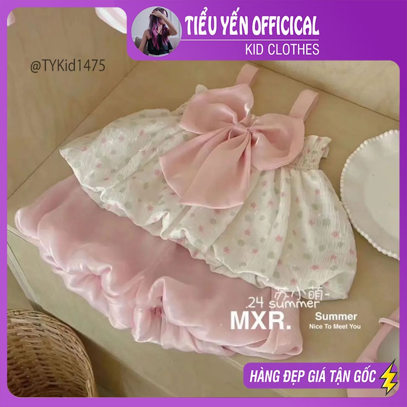 S1475-Quần áo hè bé gái, set áo 2 dây tơ và quần bí Tiểu Yến KID