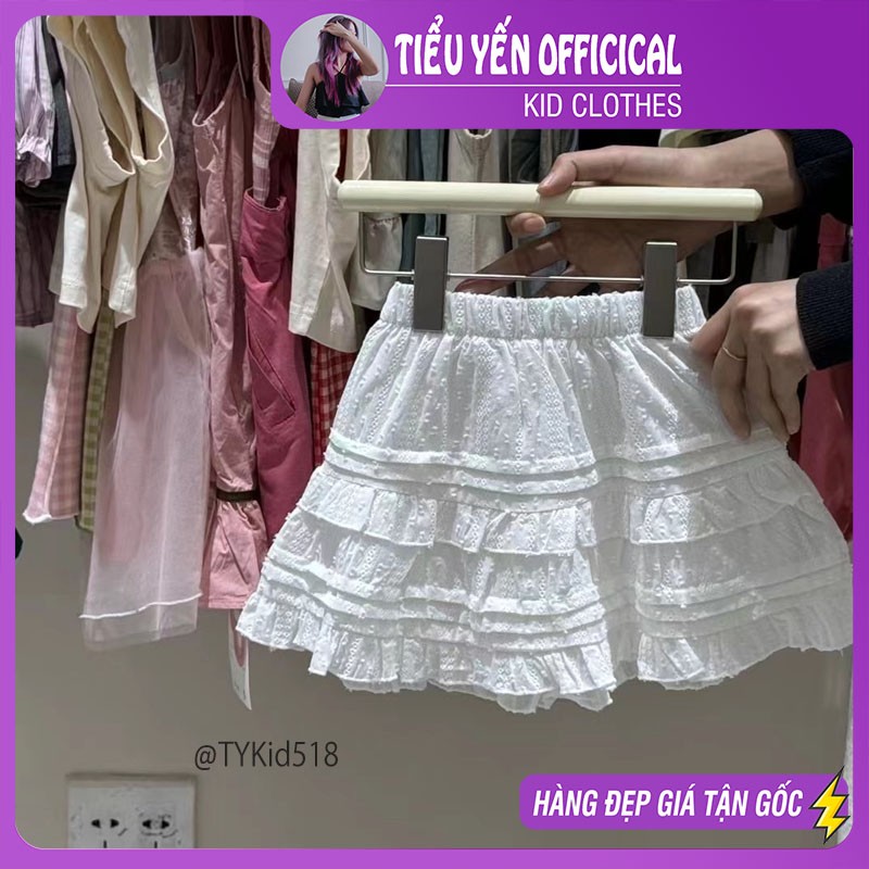 V518-Chân váy bé gái dáng xòe chất vải thô mềm Tiểu Yến KID