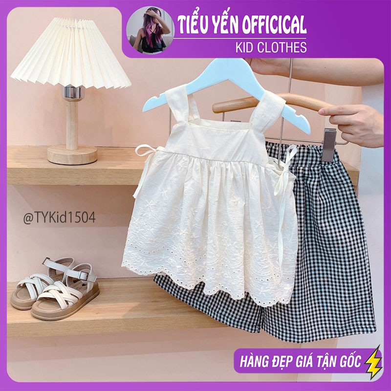 S1504-Quần áo hè bé gái, set áo 2 dây thô mềm và quần suông Tiểu Yến KID