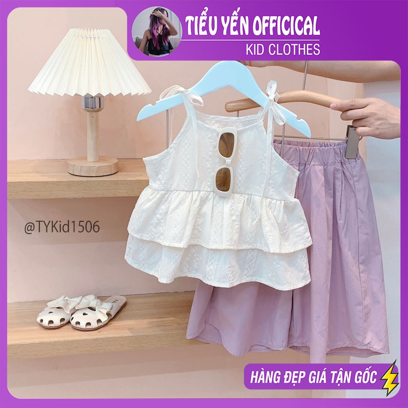 S1506-Quần áo hè bé gái, set áo 2 dây thô mềm và quần suông Tiểu Yến KID