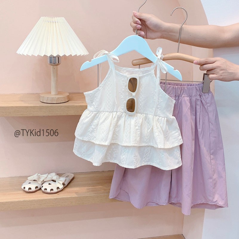 S1506-Quần áo hè bé gái, set áo 2 dây thô mềm và quần suông Tiểu Yến KID