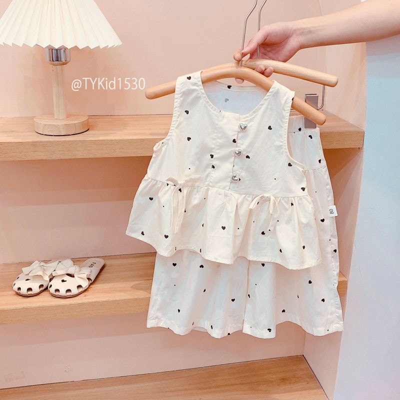 S1530-Quần áo hè bé gái, set thô mềm áo và quần dáng suông Tiểu Yến KID