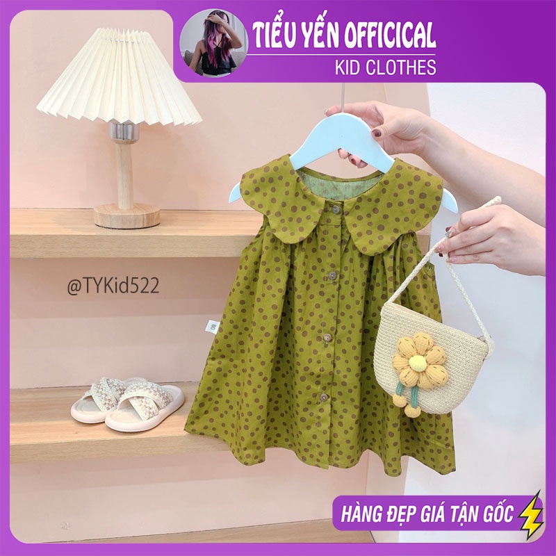 V522-Váy hè bé gái, váy thô dáng suông vải mềm Tiểu Yến KID