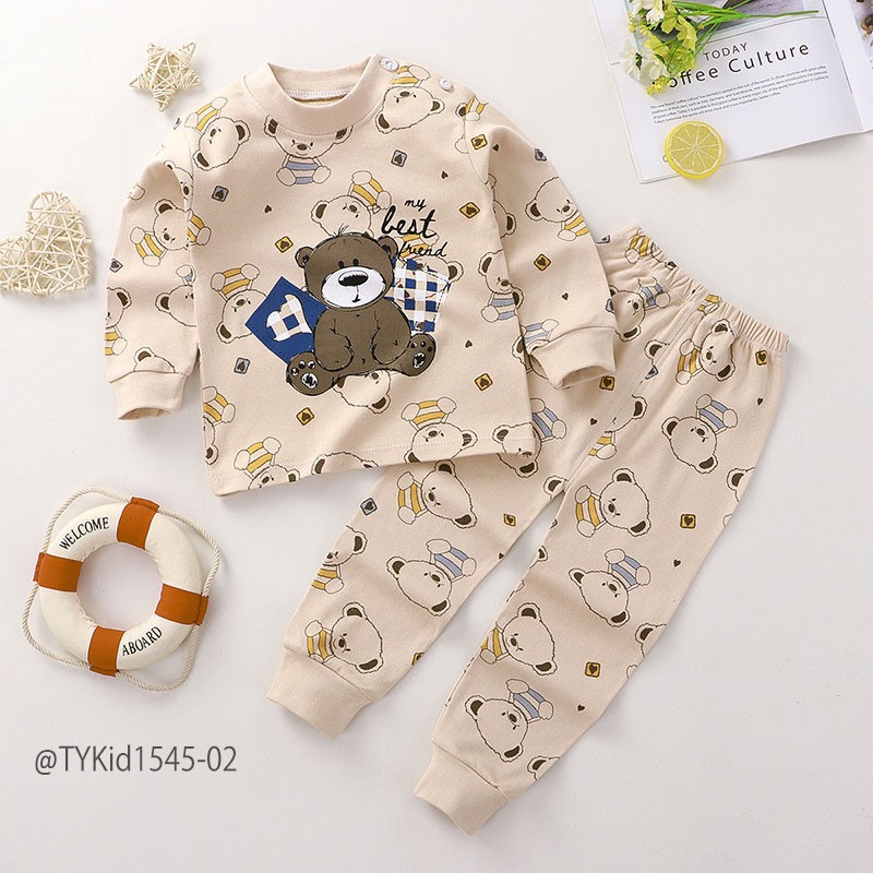 S1545-Đồ bộ cotton dài tay thu đông cho bé, chất liệu cotton mềm nhiều họa tiết Tiểu Yến KID