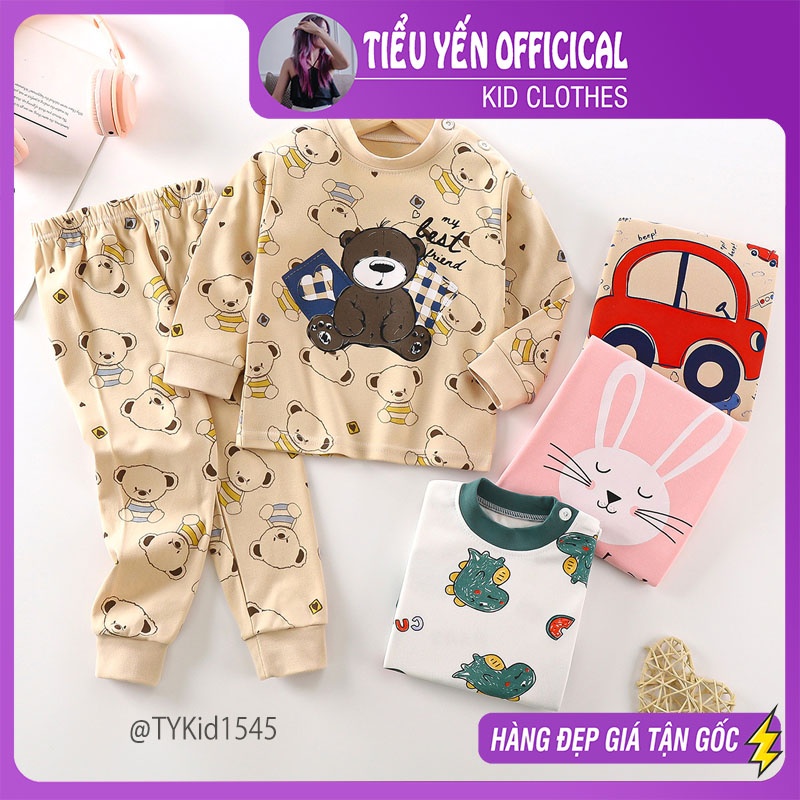 S1545-Đồ bộ cotton dài tay thu đông cho bé, chất liệu cotton mềm nhiều họa tiết Tiểu Yến KID