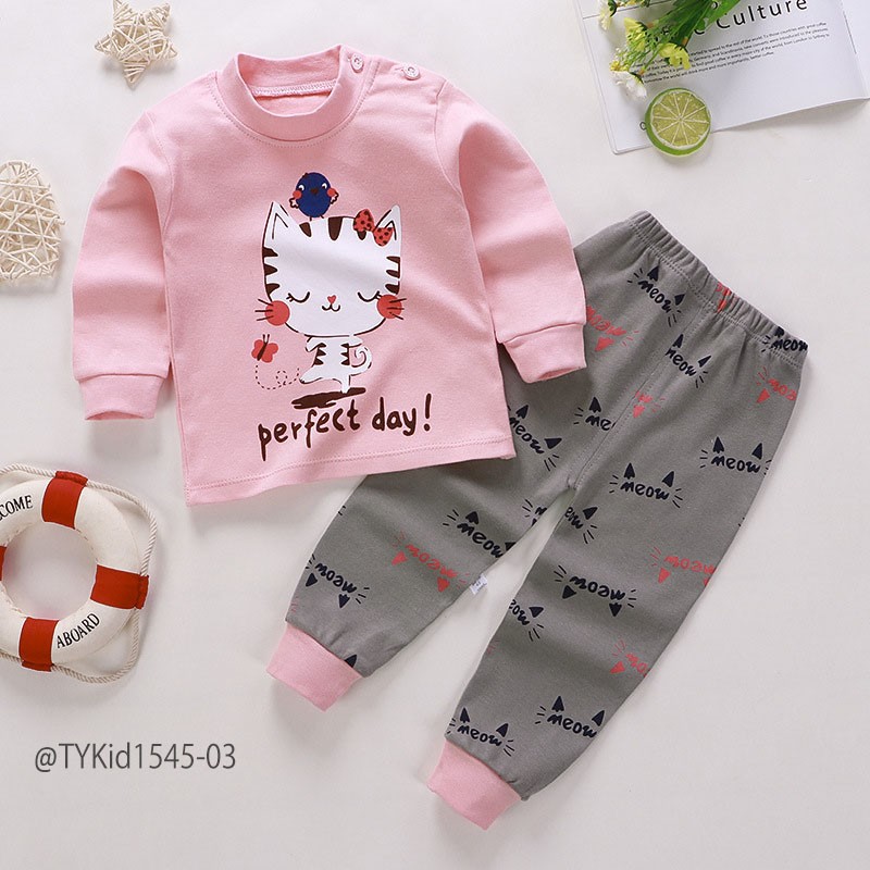 S1545-Đồ bộ cotton dài tay thu đông cho bé, chất liệu cotton mềm nhiều họa tiết Tiểu Yến KID