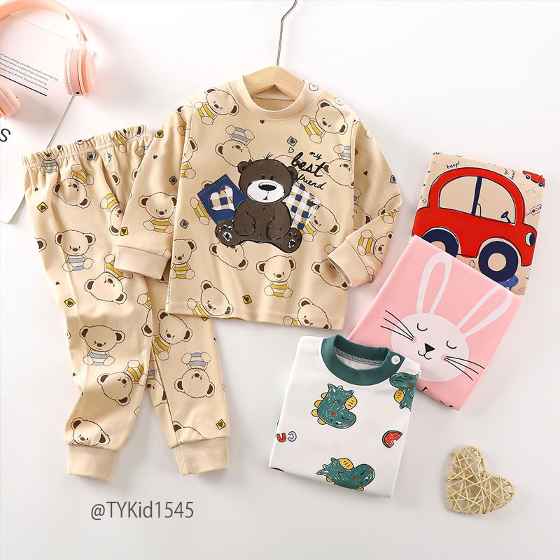 S1545-Đồ bộ cotton dài tay thu đông cho bé, chất liệu cotton mềm nhiều họa tiết Tiểu Yến KID